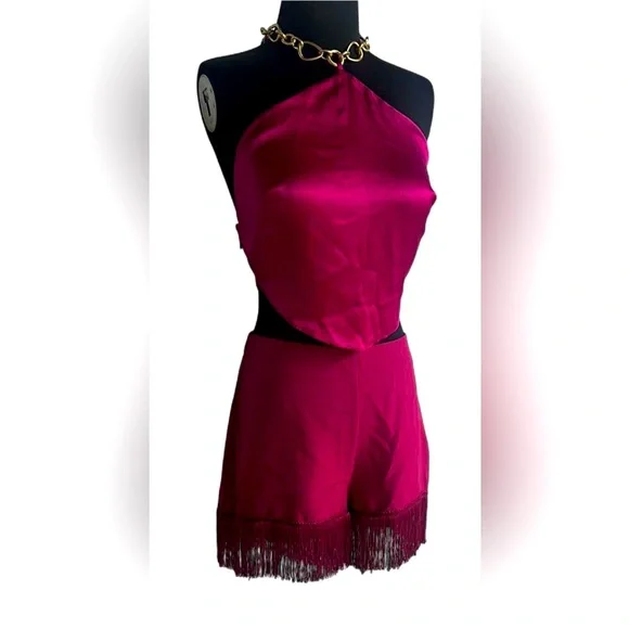 Sincerely Jules high-rise pink fringe shorts - Picture 3 of 6